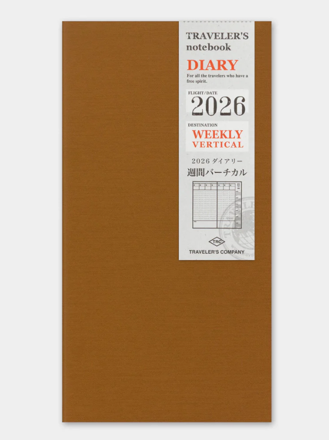 TRAVELER'S Notebook Regular Size Refill - 2026 Weekly Vertical (July to December)