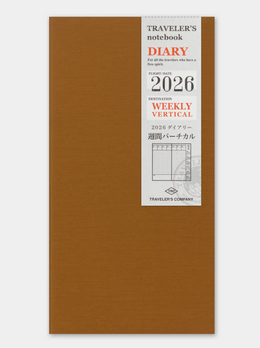 TRAVELER'S Notebook Regular Size Refill - 2026 Weekly Vertical (July to December)