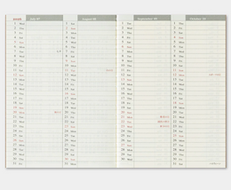 TRAVELER'S Notebook Passport Size Refill - 2026 Weekly (July to December)