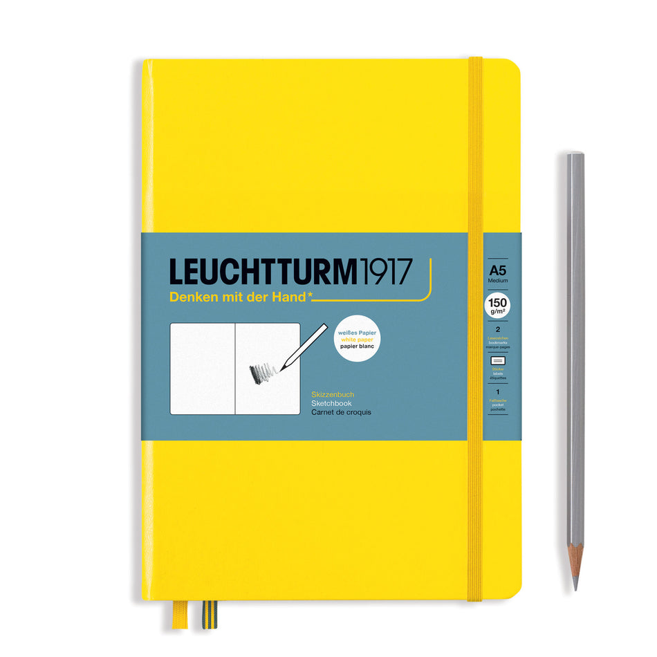 LEUCHTTURM1917 Sketchbook Medium (A5), Hardcover, 112 pages (150gsm), plain - Lemon