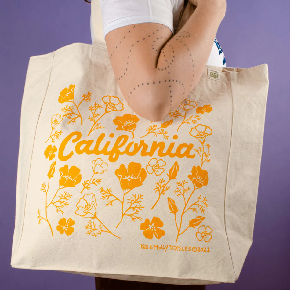 Kei & Molly Tote- California Poppies
