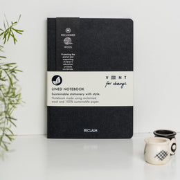 VENT for change Reclaimed Wool A5 Lined Notebook - Black
