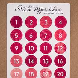 Date Dots Sticker Sheet (24-017): Blue