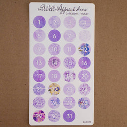 Date Dots Sticker Sheet (24-017): Kraft