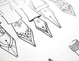 "Nibs & Ink" - 4"x6" Clear Stamp Set (16 stamp designs)