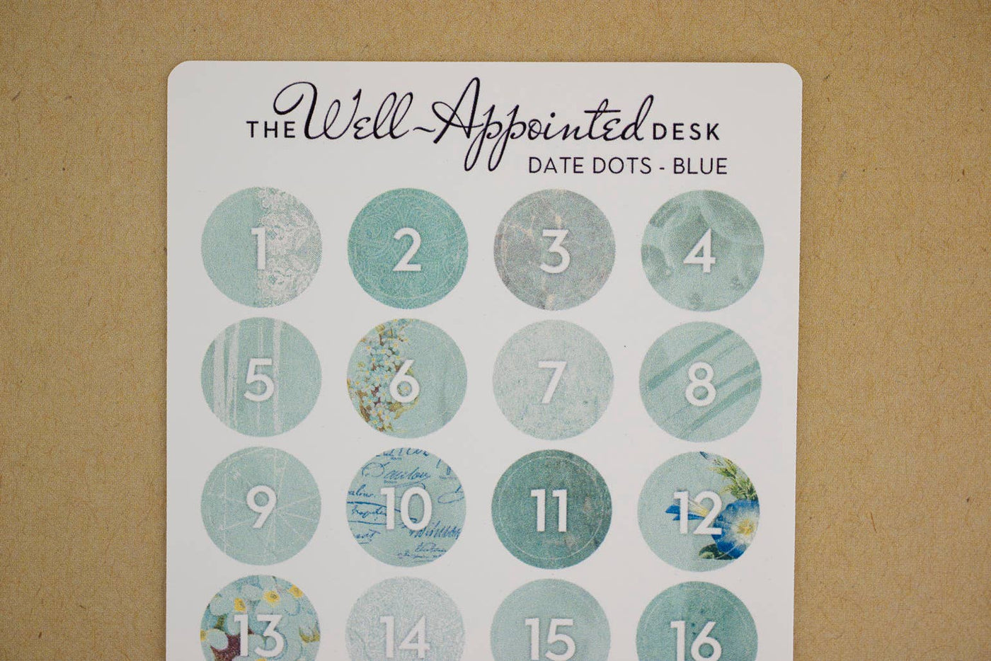 Date Dots Sticker Sheet (24-017): Blue