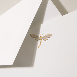 Crane Engraved Dragonfly Correspondence Card