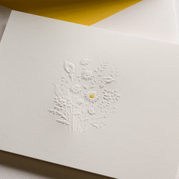 Crane Blind Embossed Flowers Note