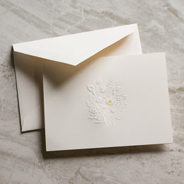 Crane Blind Embossed Flowers Note