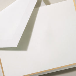 Crane Folded Notes -  Pearl White / Gold Border w/ liner