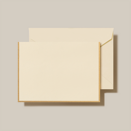 Crane Folded Notes -  Ecru / Gold Border