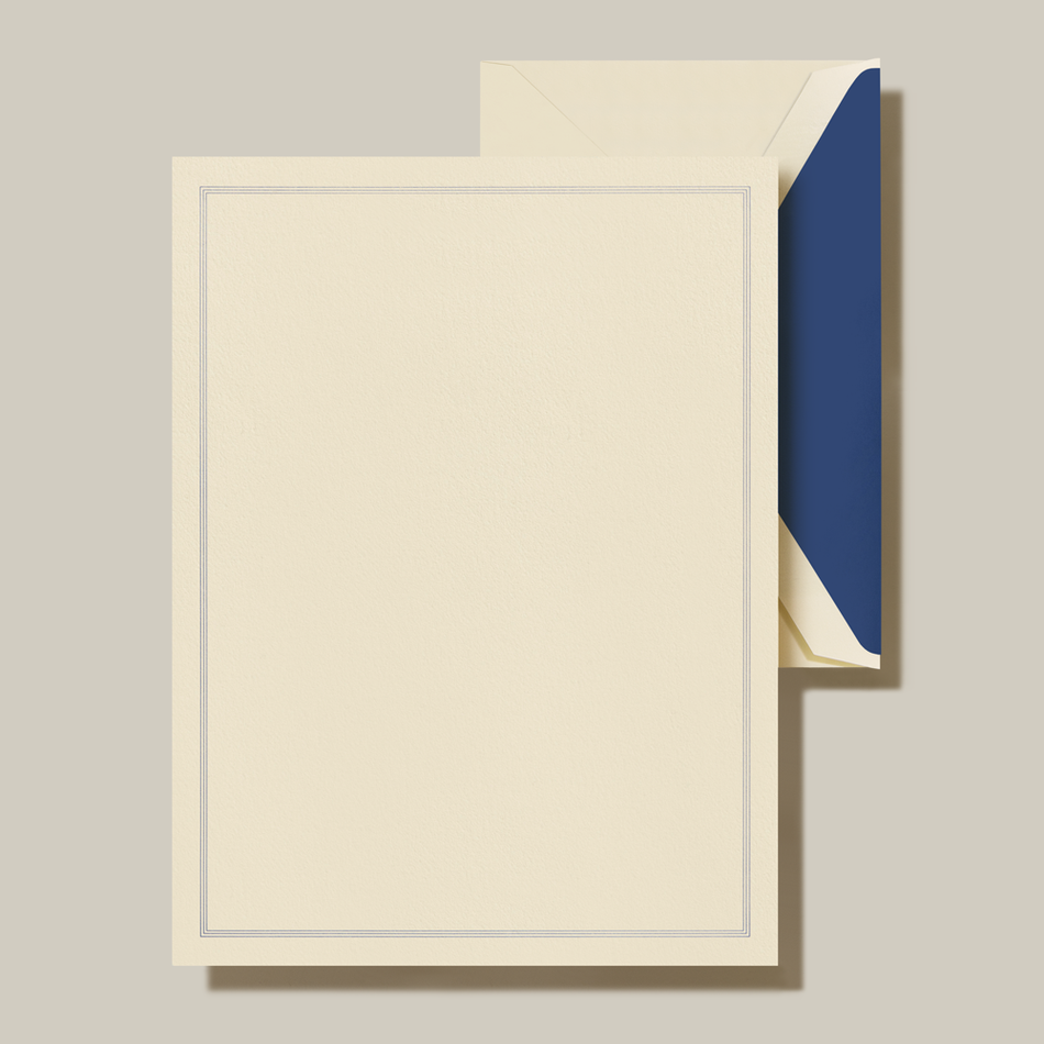 Crane Half Sheet Set Ecru Triple Hairline Regent Blue