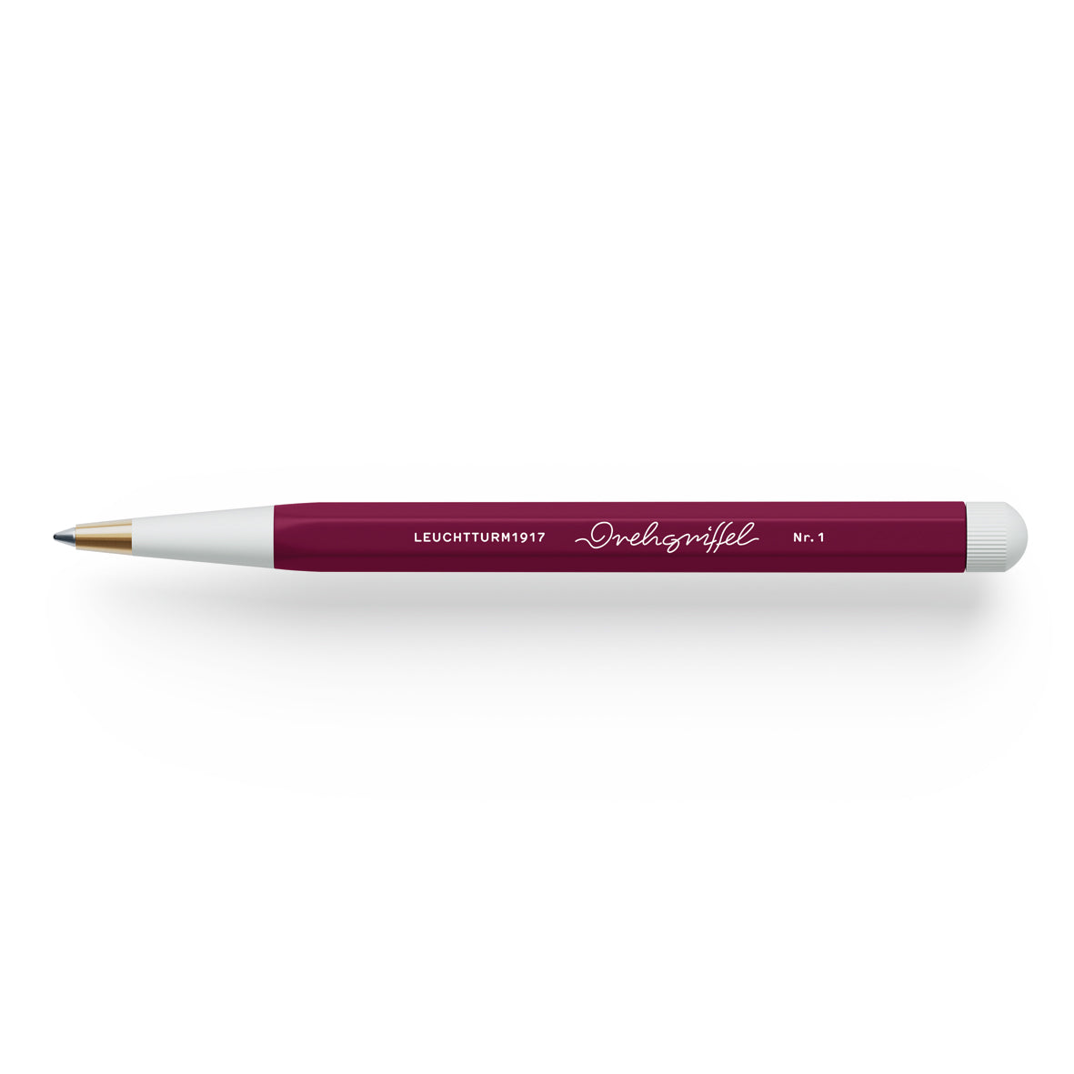 LEUCHTTURM1917 Drehgriffel No.1 Ballpoint Twist Pen, Royal Blue Ink (M), Aluminium Barrel - Port Red