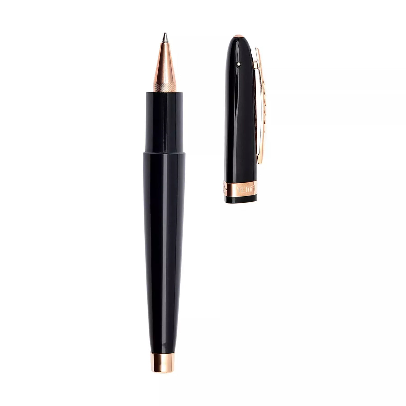 Pineider Modern Times Rollerball - Black/Rosegold Trim