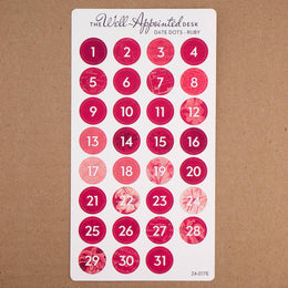 Date Dots Sticker Sheet (24-017): Blue