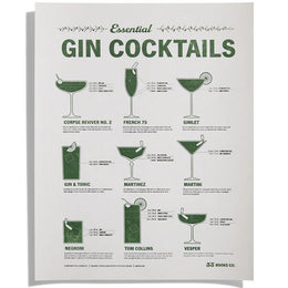 33Books Essential Gin Cocktails Print