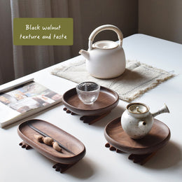 Senser Woodcraft Round Bigfoot Storage Tray - Black Walnut