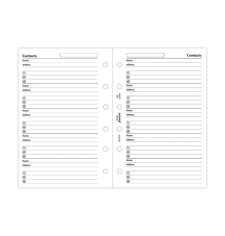 Filofax Contacts Refill - Pocket