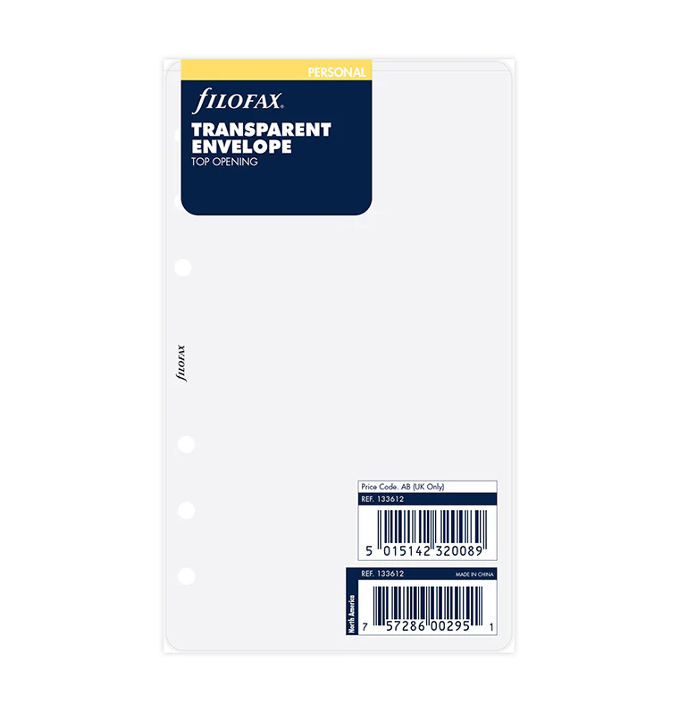 Filofax Personal Transparent Envelope Top Opening