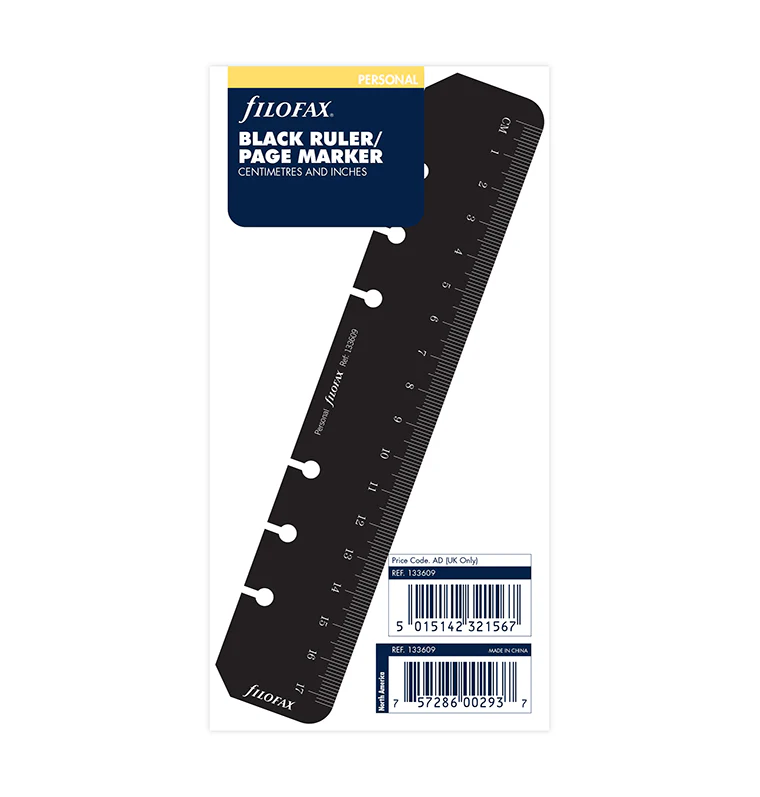 Filofax Personal Ruler Page Marker Black