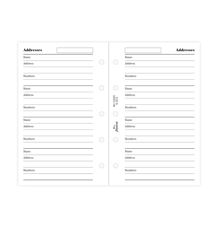 Filofax Mini Name, Address And Telephone Number Refill