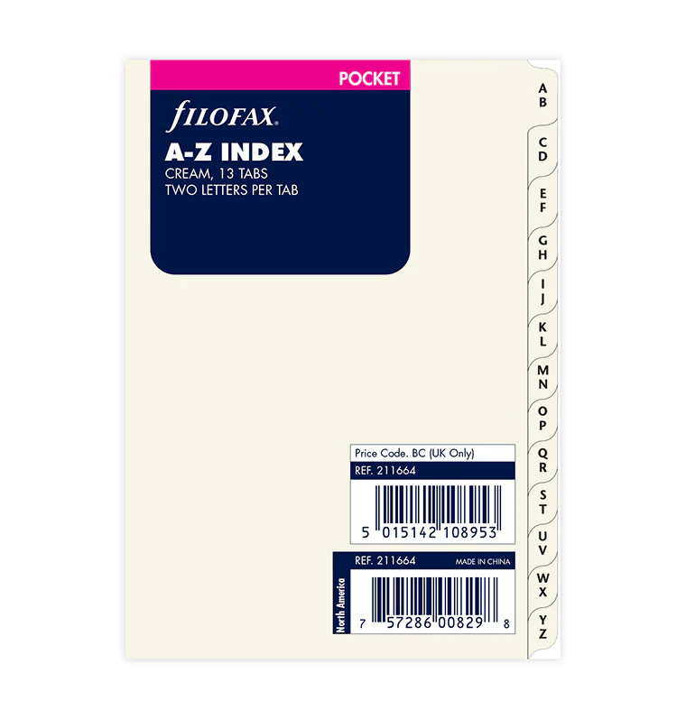 Filofax Pocket Cotton Cream A-Z Dividers