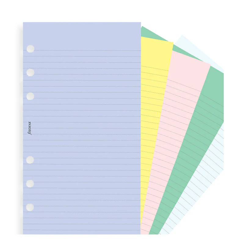 Filofax Personal Assorted Colored Notepaper, Plain And Ruled Value Pack Refill