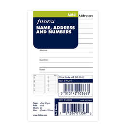 Filofax Mini Name, Address And Telephone Number Refill