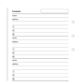 Filofax Personal Contacts Refill