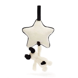 Jellycat Bashful Black & Cream Puppy Musical Pull Baby Toy