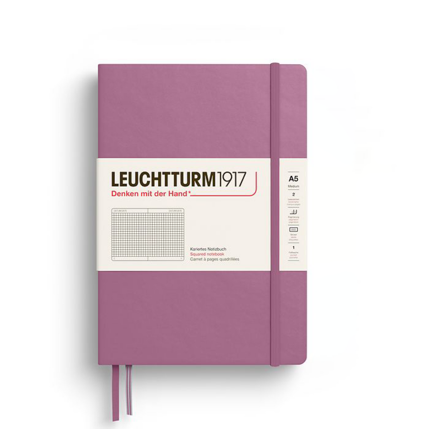LEUCHTTURM1917 HC Notebook, Medium (A5), 251 p., Squared - Dusty Rose