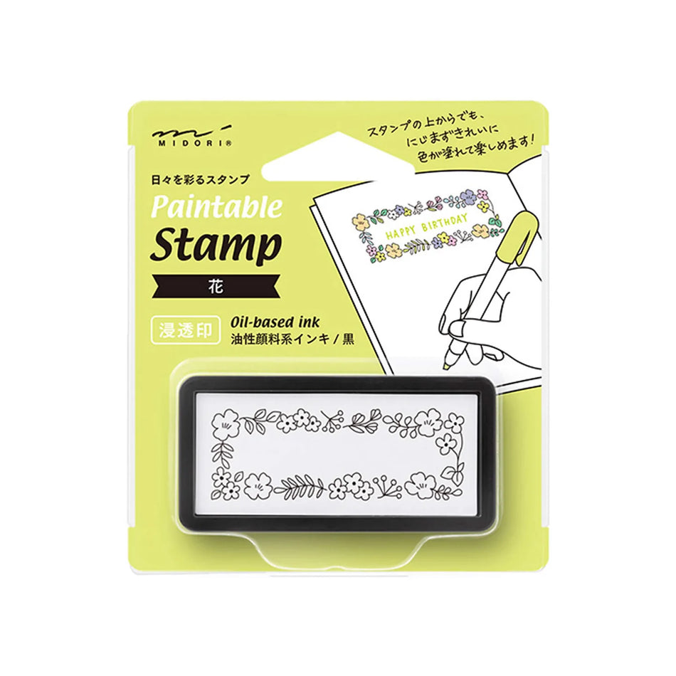 Midori Paintable Stamp Pre-Inked Half Size - Flower