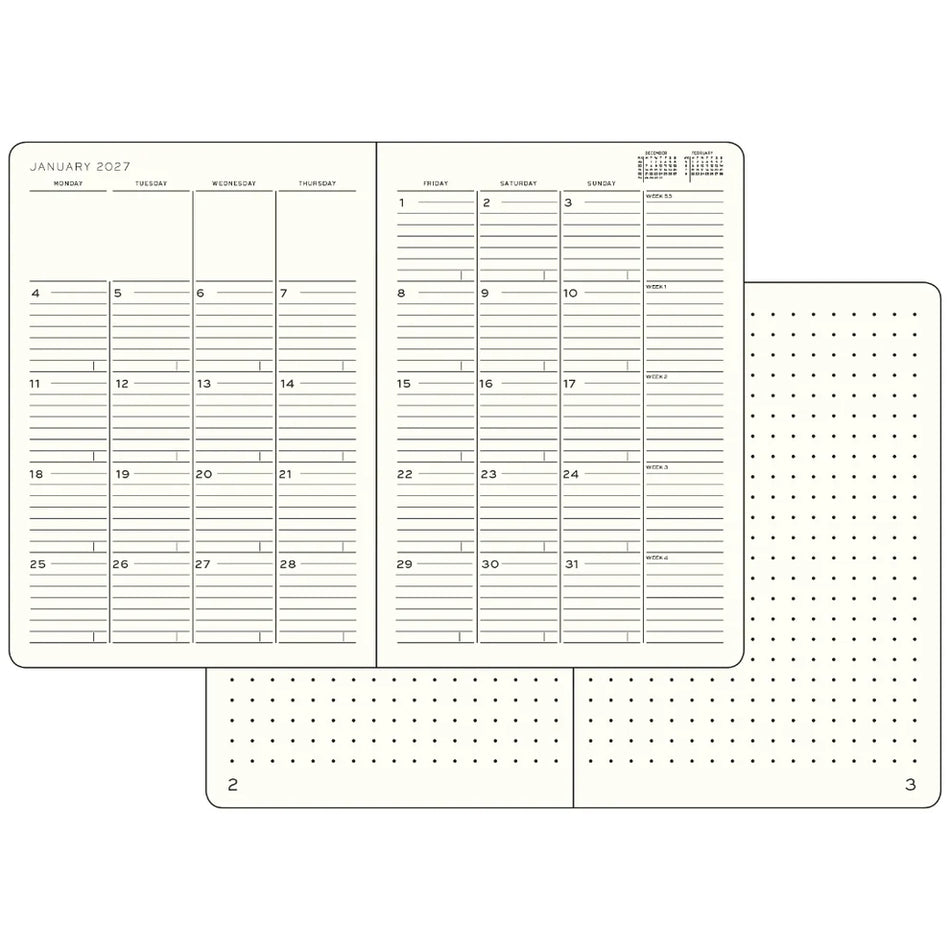 LEUCHTTURM1917 2027 B5 Softcover Monthly Planner w/ Notebook - Black