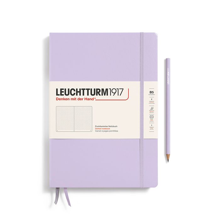 LEUCHTTURM1917 Notebook Composition (B5), Hardcover, 219 numbered pages, Dotted - Lilac Purple
