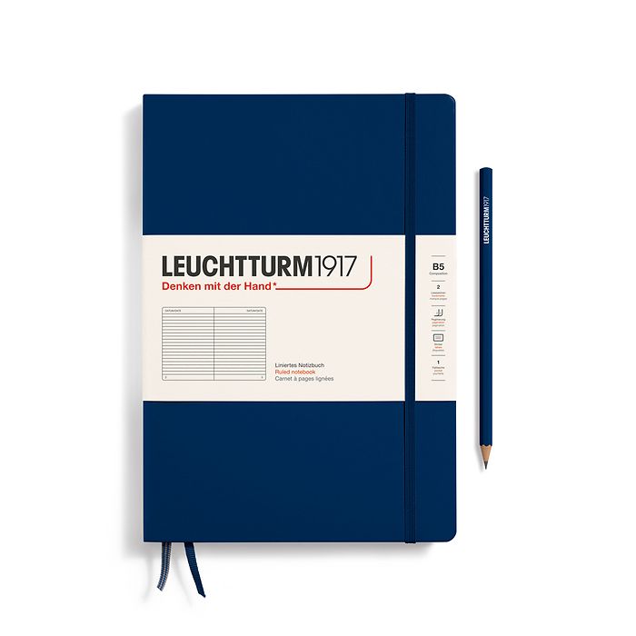 LEUCHTTURM1917 Notebook Hardcover composition (B5), 219 Numbered pages, Ruled - Navy Blue