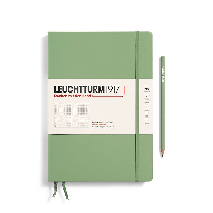 LEUCHTTURM1917 Notebook Hardcover composition (B5), 219 Numbered pages, Dotted - Sage Green