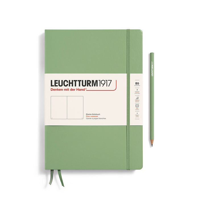 LEUCHTTURM1917 Notebook Hardcover composition (B5), 219 Numbered pages, Plain - Sage Green
