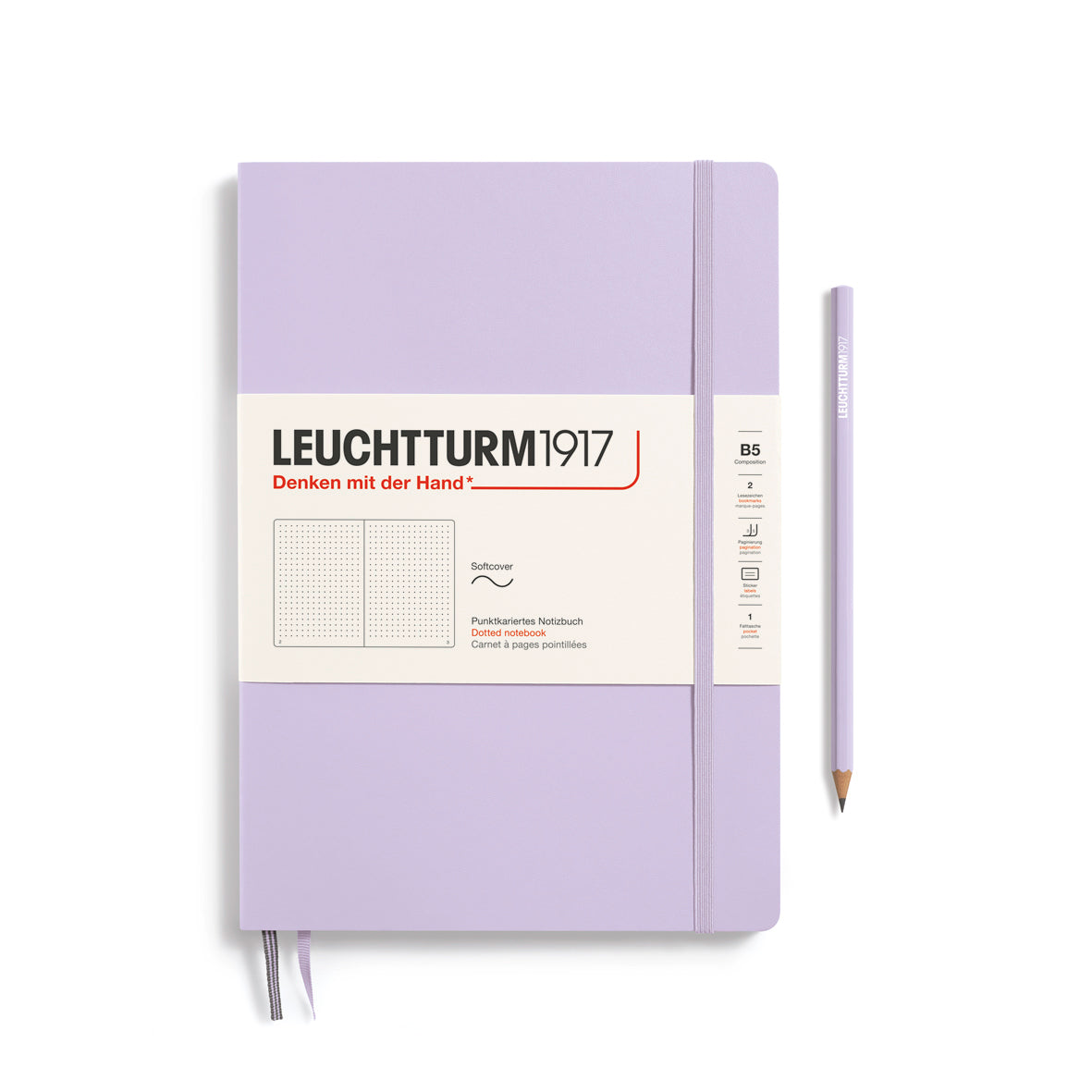 LEUCHTTURM1917 Notebook Composition (B5), Softcover, 123 numbered pages, Dotted - Lilac Purple