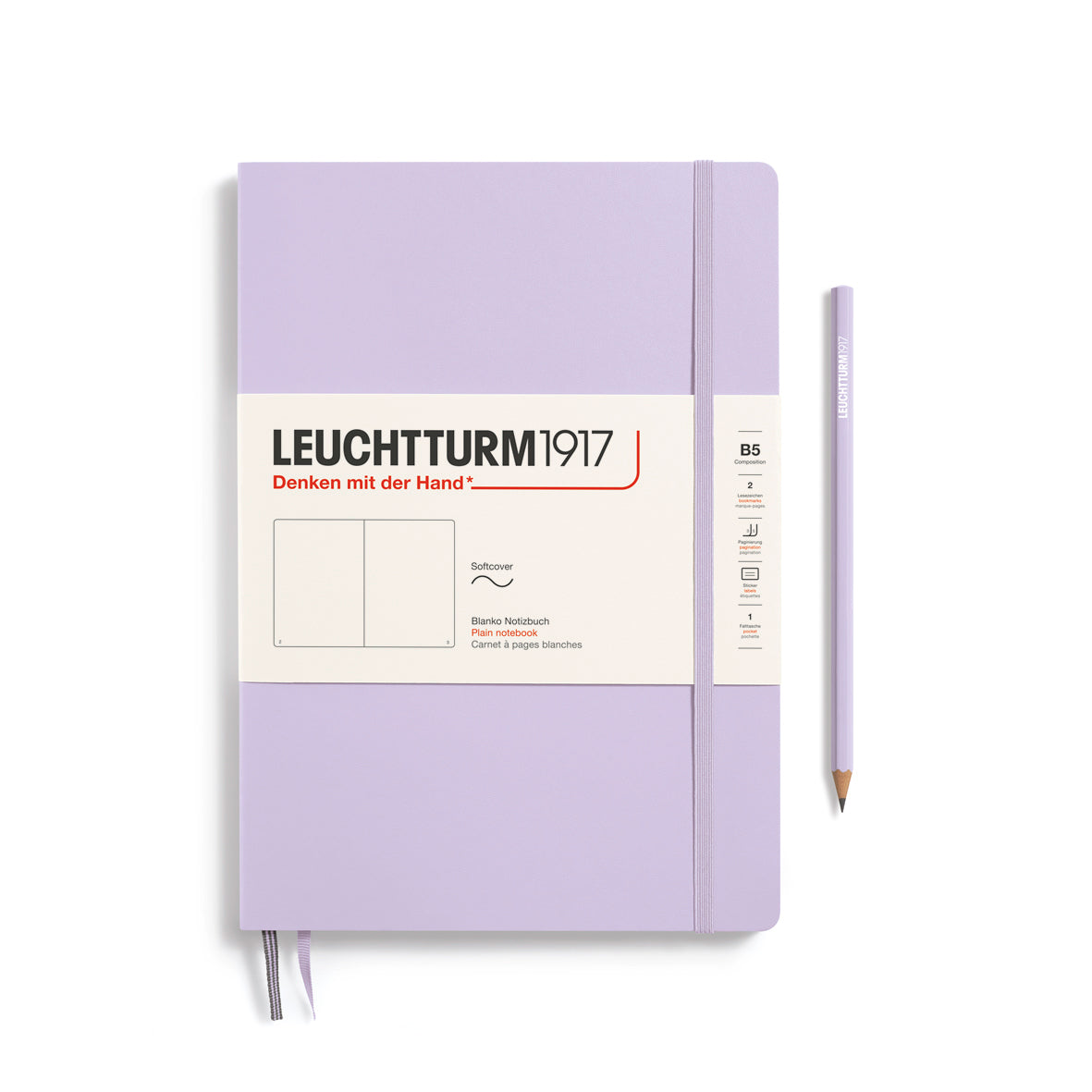 LEUCHTTURM1917 Notebook Composition (B5), Softcover, 123 numbered pages, Plain - Lilac Purple
