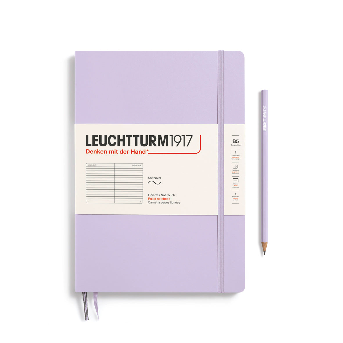 LEUCHTTURM1917 Notebook Composition (B5), Softcover, 123 numbered pages, Lined - Lilac Purple