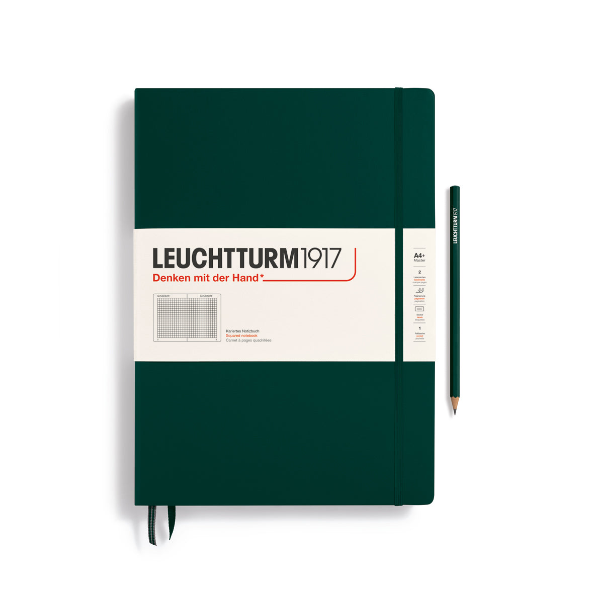 LEUCHTTURM1917 Notebook Hardcover Master Classic (A4+), Square, 235 pages - Forest Green