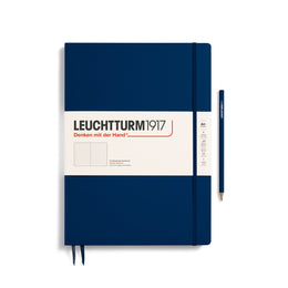 LEUCHTTURM1917 Notebook Master Slim (A4+) Hardcover, 121 Numbered Pages, Dotted - Navy Blue