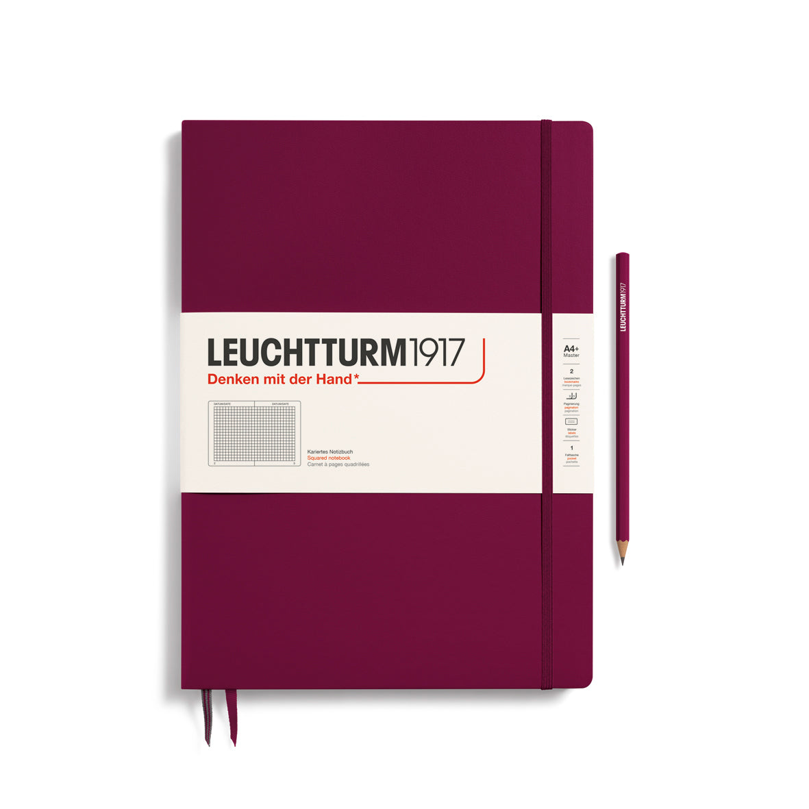 LEUCHTTURM1917 Notebook Master Slim (A4+), 123 p., squared - Port Red