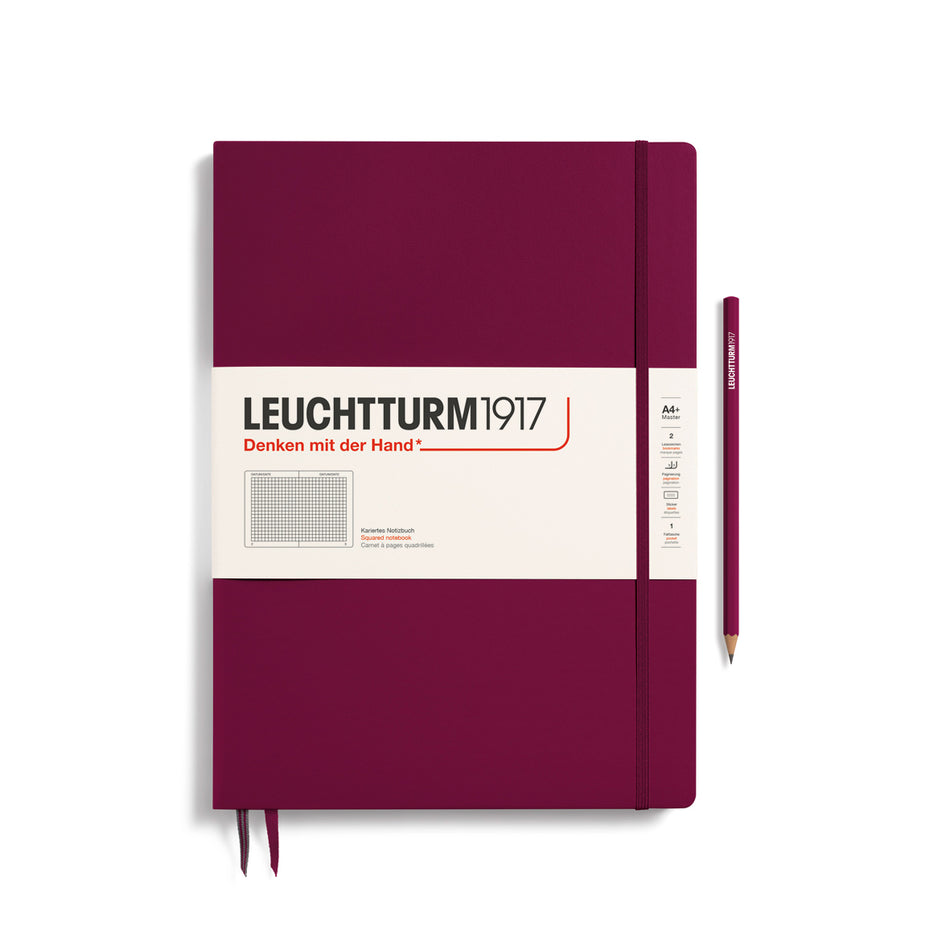 LEUCHTTURM1917 Notebook Master Slim (A4+), 123 p., squared - Port Red