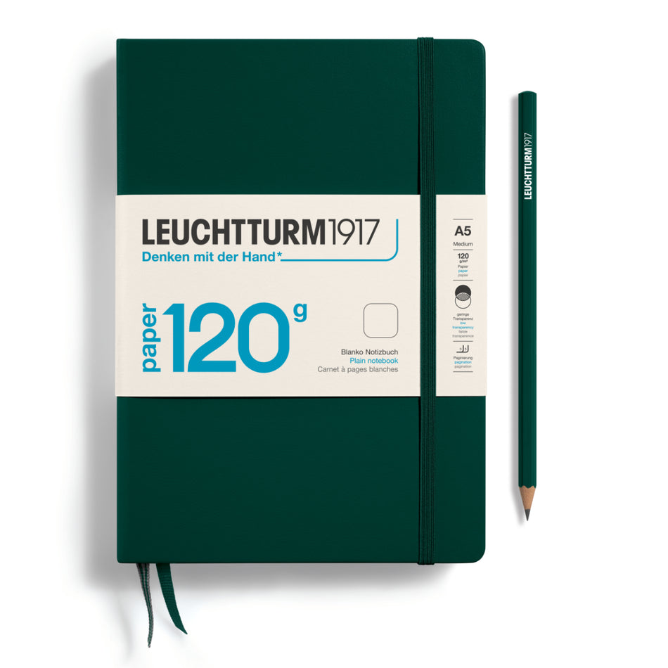 LEUCHTTURM1917Notebook HC Medium(A5), 120g Edition, Plain, 203 pages - Forest Green