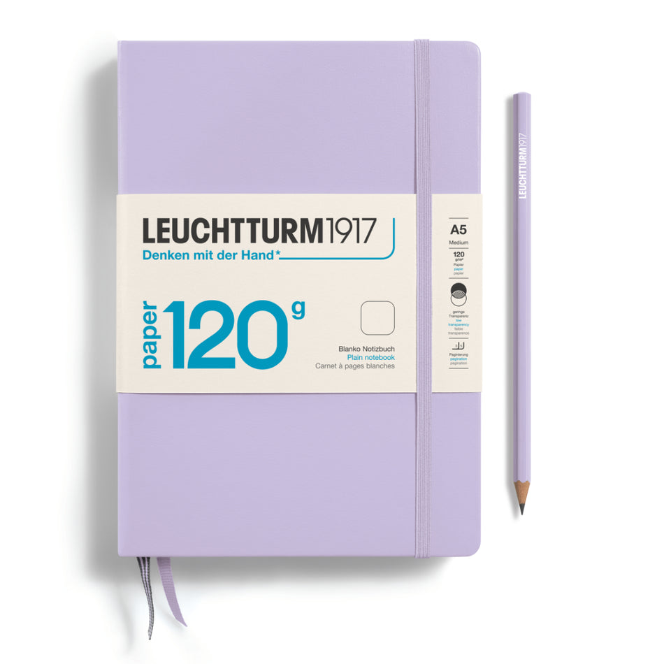 LEUCHTTURM1917 Notebook HC Medium (A5), 120g Edition, Plain, 203 pages - Lilac Purple