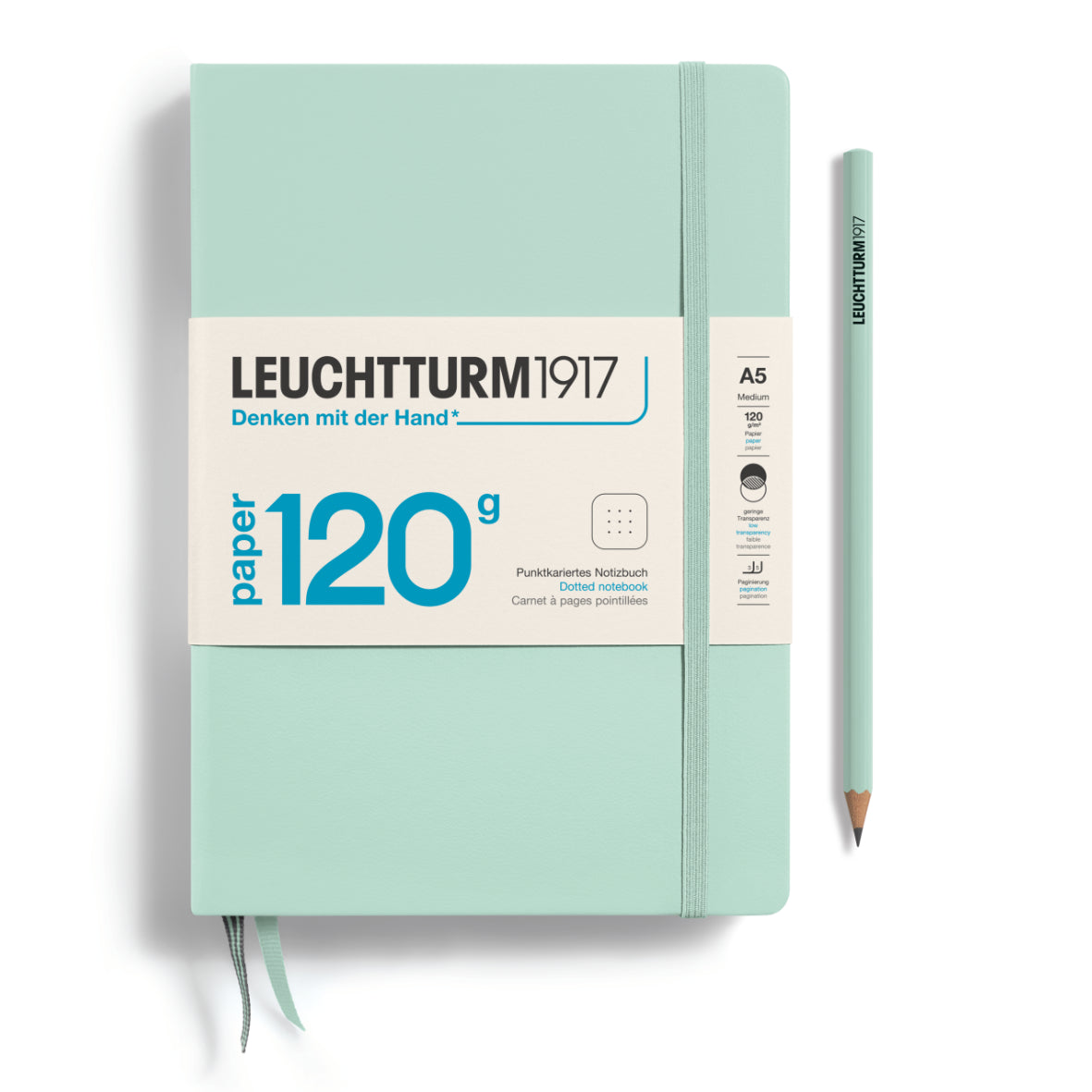 LEUCHTTURM1917 Notebook HC Medium (A5), 120g Edition, Dotted, 203 pages - Mint Green