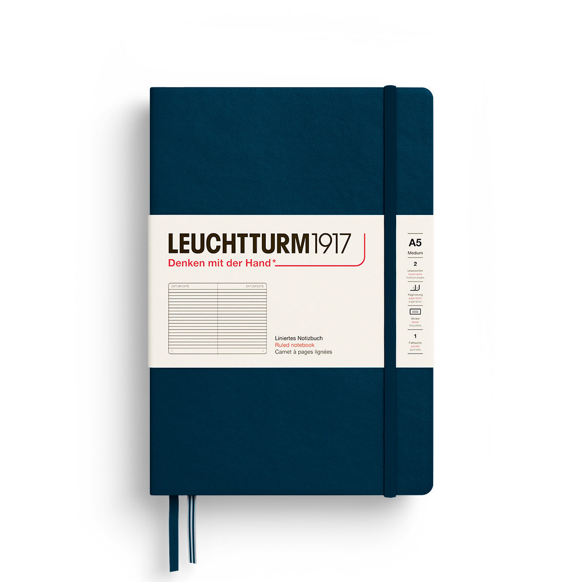 LEUCHTTURM1917 HC Notebook, Medium (A5), 251 p., Ruled - Deep Sea