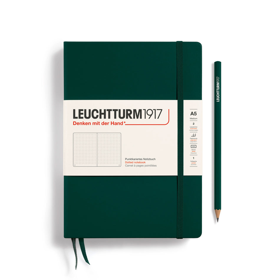 LEUCHTTURM1917 Notebook Hardcover Medium (A5), 251 pages, Dotted - Forest Green