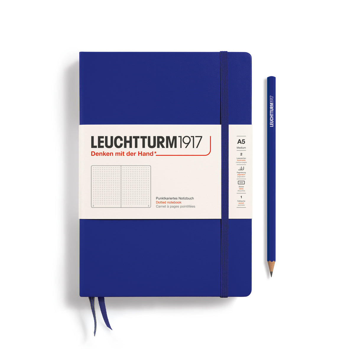 LEUCHTTURM1917 HC Notebook, Medium (A5), 251 p., Dotted - Ink Blue